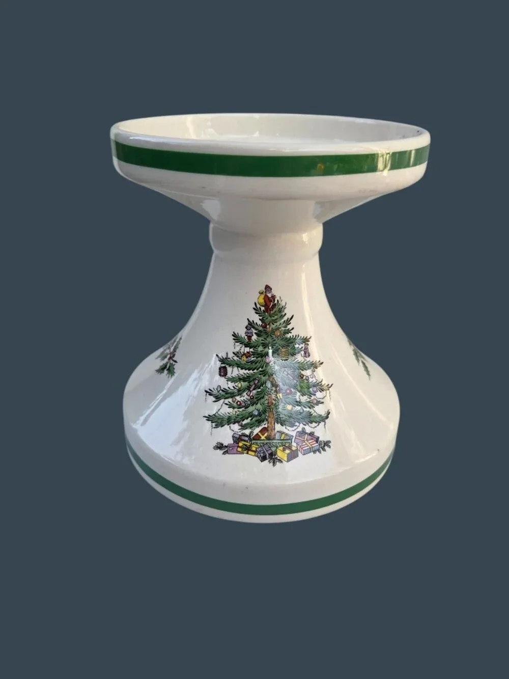 Spode Christmas Tree Ceramic Pedestal Candle Holder Made In England Festive Deco